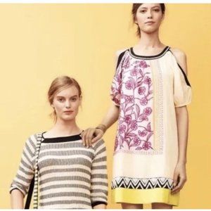 Anthro Leifnotes Brimming Borders Dress Size 2